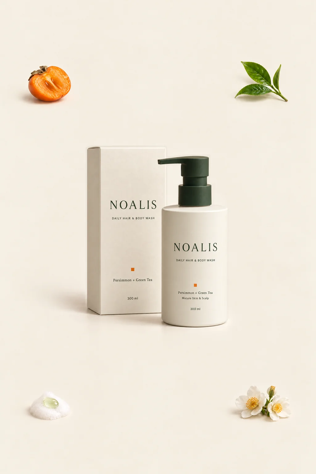 NOALIS Daily Hair & Body Wash с кутия, райска ябълка, зелен чай, пяна и чаени цветове